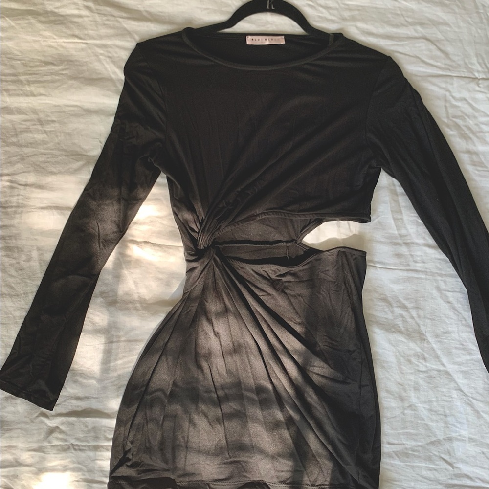 Black Side Cut Out Mini Dress
